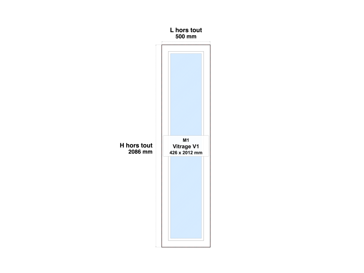 Châssis vitré Intérieur bois EW30 (Pare flamme 30 minutes) cadre Bois résineux de section 72 finition Pré-peinture blanche 40 dB A (LxH) 500 x 2086 mm