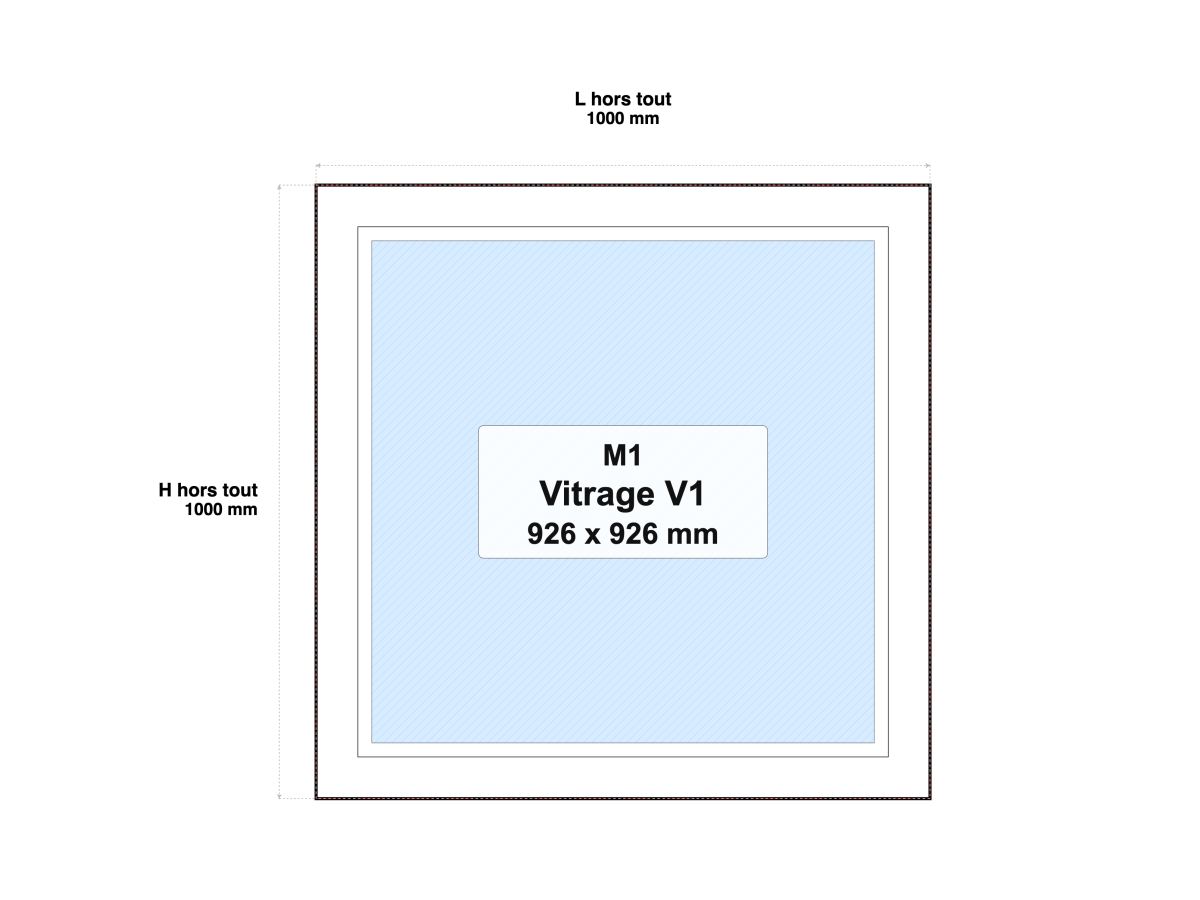 Châssis vitré Intérieur bois EI30 (Coupe-feu 30 minutes) cadre Bois résineux de section 118 finition Bois à peindre 37 dB A (LxH) 1000 x 1000 mm