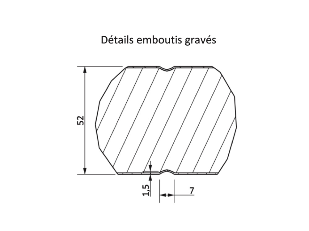 Détails emboutis gravés