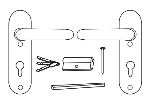 Béquille double avec cylindre métallique – porte 63 mm – M1C-63