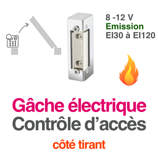 Gâche électrique contrôle d’accès côté tirant