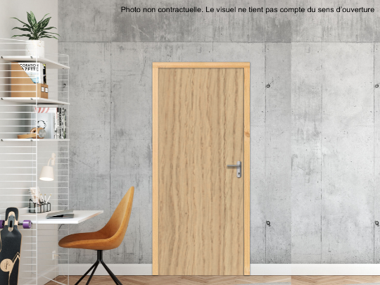 BLOC-PORTE BOIS 1 VANTAIL MAG 30 PAU EI30 POUR POSE EN TUNNEL SUR CLOISON RIGIDE - 630 X 2040 - STRATIFIÉE M3760 BOIS CHÊNE VICENZA ST12