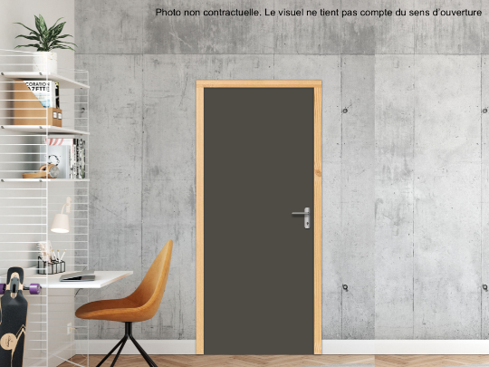 BLOC-PORTE BOIS 1 VANTAIL MAG 30 PAU EI30 POUR POSE EN TUNNEL SUR CLOISON RIGIDE - 830 X 2040 - STRATIFIÉE M3540 UNIS BRUN TAUPE ST9