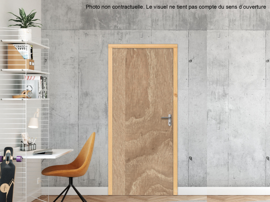 BLOC-PORTE BOIS 1 VANTAIL PREMABOIS RIVES HOMOGÈNES (NON FEU) POUR POSE EN TUNNEL SUR CLOISON RIGIDE - 730 X 2040 - STRATIFIÉE M3400 BOIS CHÊNE BARDOLINO NATUREL ST10