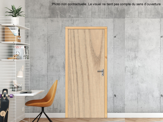 BLOC-PORTE BOIS 1 VANTAIL PREMABOIS RIVES HOMOGÈNES (NON FEU) POUR POSE EN TUNNEL SUR CLOISON RIGIDE - 730 X 2040 - STRATIFIÉE M3740 BOIS CHÂTAIGNER DU KENTUCKY SABLE ST10
