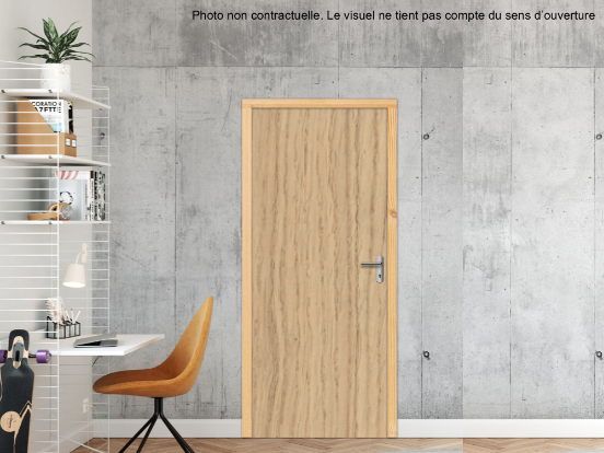 BLOC-PORTE BOIS 1 VANTAIL PREMABOIS RIVES HOMOGÈNES (NON FEU) POUR POSE EN TUNNEL SUR CLOISON RIGIDE - 730 X 2040 - STRATIFIÉE M3760 BOIS CHÊNE VICENZA ST12