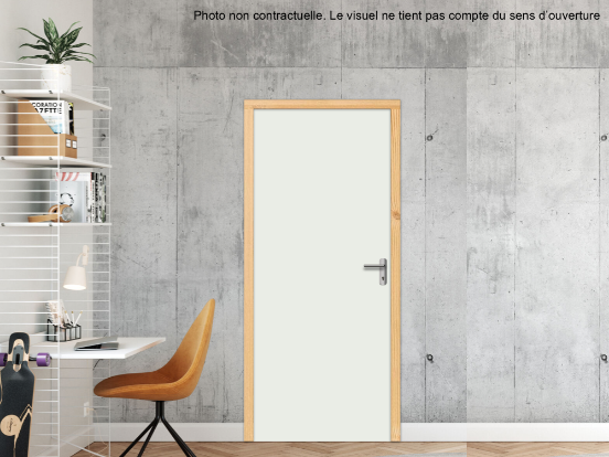 BLOC-PORTE BOIS 1 VANTAIL PREMABOIS RIVES HOMOGÈNES (NON FEU) POUR POSE EN TUNNEL SUR CLOISON RIGIDE - 830 X 2040 - STRATIFIÉE M3280 UNIS STRUCTURÉ BLANC MEGÈVE EPM