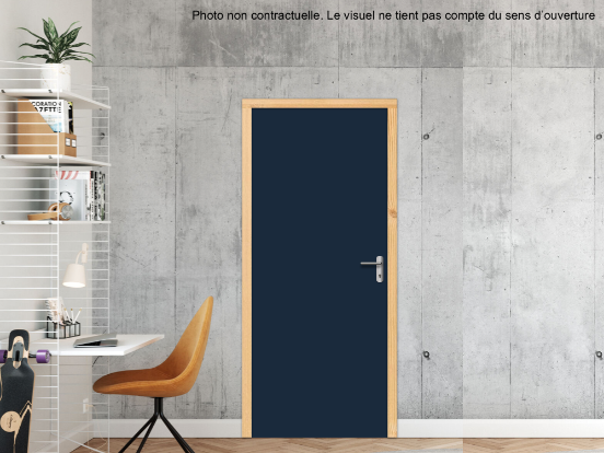 BLOC-PORTE BOIS 1 VANTAIL PREMABOIS RIVES HOMOGÈNES (NON FEU) POUR POSE EN TUNNEL SUR CLOISON RIGIDE - 830 X 2040 - STRATIFIÉE M3610 UNIS NIGHT SEA MATTE 58