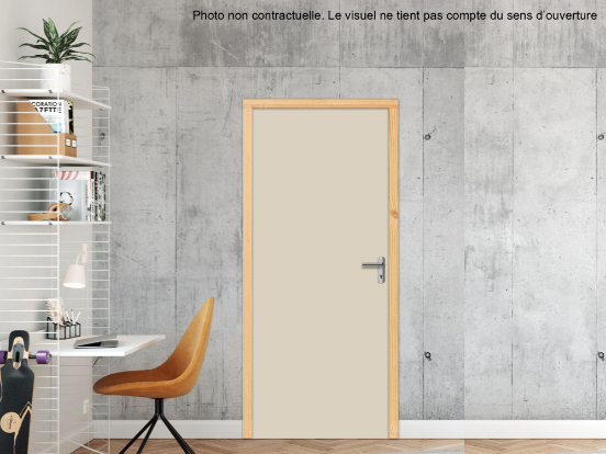 BLOC-PORTE BOIS 1 VANTAIL PREMABOIS RIVES HOMOGÈNES (NON FEU) POUR POSE EN TUNNEL SUR CLOISON RIGIDE - 930 X 2040 - STRATIFIÉE M3530 UNIS GRIS ANGORA ST9