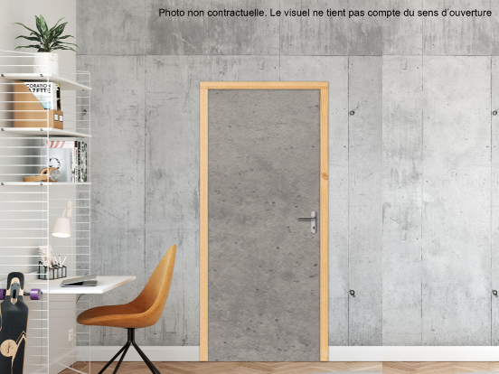 BLOC-PORTE BOIS 1 VANTAIL PREMABOIS RIVES HOMOGÈNES (NON FEU) POUR POSE EN TUNNEL SUR CLOISON RIGIDE - 930 X 2040 - STRATIFIÉE M3710 MATIÈRE BÉTON CHICAGO GRIS CLAIR ST9