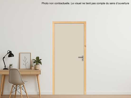 BLOC-PORTE BOIS 1 VANTAIL PREMABOIS RIVES HOMOGÈNES (NON FEU) POUR POSE SUR CLOISON PLAQUES DE PLÂTRE - 630 X 2040 - STRATIFIÉE M3530 UNIS GRIS ANGORA ST9