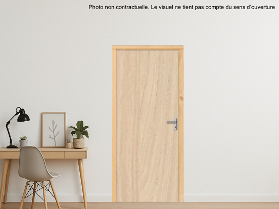 BLOC-PORTE BOIS 1 VANTAIL PREMABOIS RIVES HOMOGÈNES (NON FEU) POUR POSE SUR CLOISON PLAQUES DE PLÂTRE - 830 X 2040 - STRATIFIÉE M2990 BOIS ACACIA DE LAKELAND CRÈME ST9