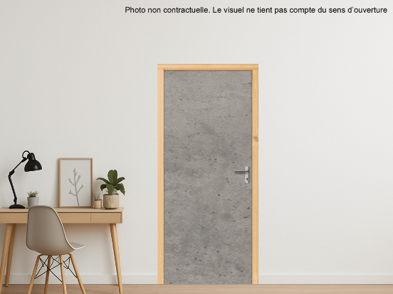 BLOC-PORTE BOIS 1 VANTAIL PREMABOIS RIVES HOMOGÈNES (NON FEU) POUR POSE SUR CLOISON PLAQUES DE PLÂTRE - 930 X 2040 - STRATIFIÉE M3710 MATIÈRE BÉTON CHICAGO GRIS CLAIR ST9