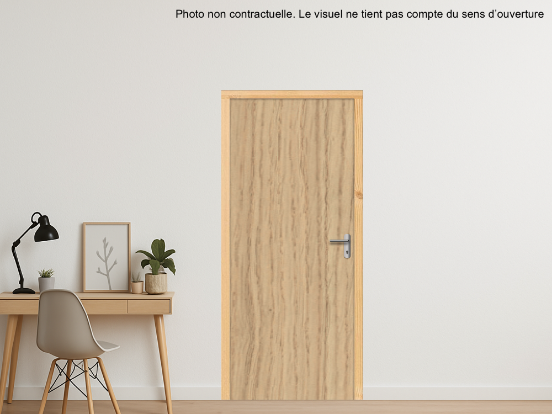 BLOC-PORTE BOIS 1 VANTAIL PREMABOIS RIVES HOMOGÈNES (NON FEU) POUR POSE SUR CLOISON PLAQUES DE PLÂTRE - 930 X 2040 - STRATIFIÉE M3760 BOIS CHÊNE VICENZA ST12