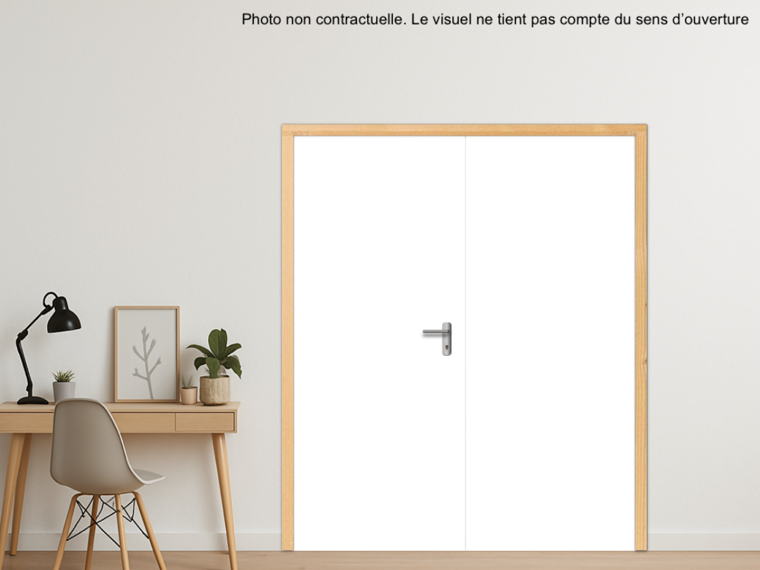 BLOC-PORTE BOIS 2 VANTAUX ÉGAUX MAG 30 PAU EI30 POUR POSE SUR CLOISON PLAQUES DE PLÂTRE - 1660 (830 +830) X 2040 - FINITION STRATIFIÉE GAMME FABRICANT OU GAMME PORTE POLYREY À DÉFINIR
