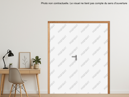 BLOC-PORTE BOIS 2 VANTAUX ÉGAUX PREMAFONE 41 POUR POSE SUR CLOISON PLAQUES DE PLÂTRE - 2460 (1230 +1230) X 2040 - FINITION PORTE : PREPEINT