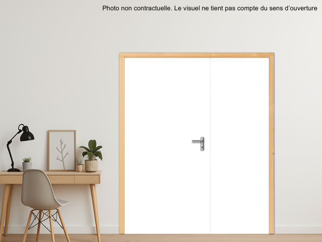 BLOC-PORTE BOIS 2 VANTAUX INÉGAUX MAG 30 PAU EI30 POUR POSE SUR CLOISON PLAQUES DE PLÂTRE - 1360 (930 +430) X 2040 - FINITION STRATIFIÉE GAMME FABRICANT OU GAMME PORTE POLYREY À DÉFINIR