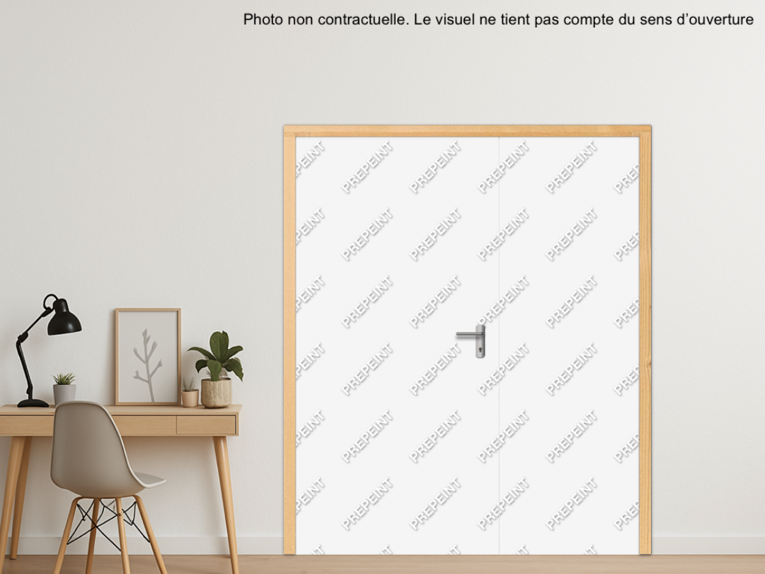BLOC-PORTE BOIS 2 VANTAUX INÉGAUX PREMAFEU EI30 POUR POSE SUR CLOISON PLAQUES DE PLÂTRE - 2060 (1130 +930) X 2040 - FINITION PORTE : PREPEINT