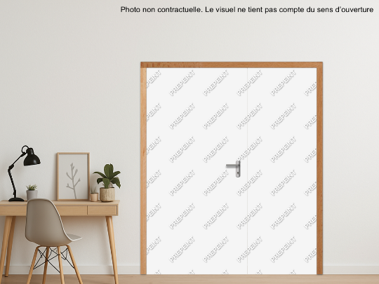 BLOC-PORTE BOIS 2 VANTAUX INÉGAUX PREMAFONE 35 POUR POSE SUR CLOISON PLAQUES DE PLÂTRE - 2260 (1230 +1030) X 2040 - FINITION PORTE : PREPEINT